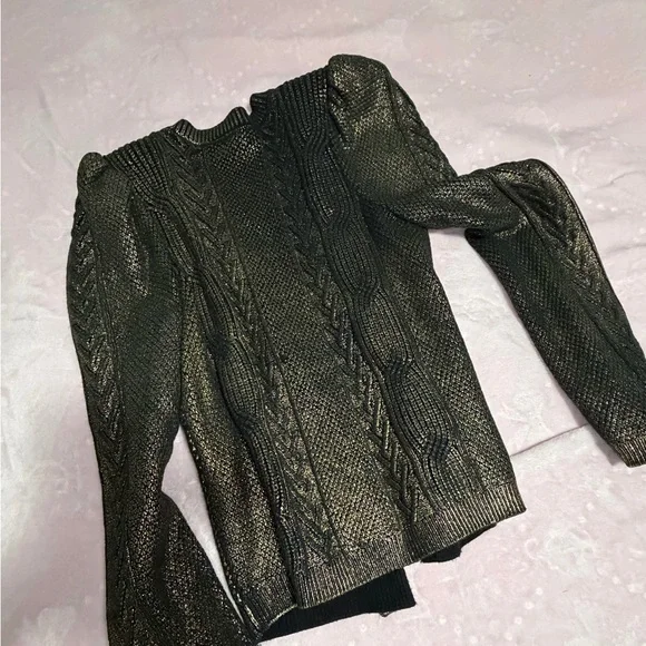 Express Shimmering Gold Knit Cardigan - Picture 4 of 8